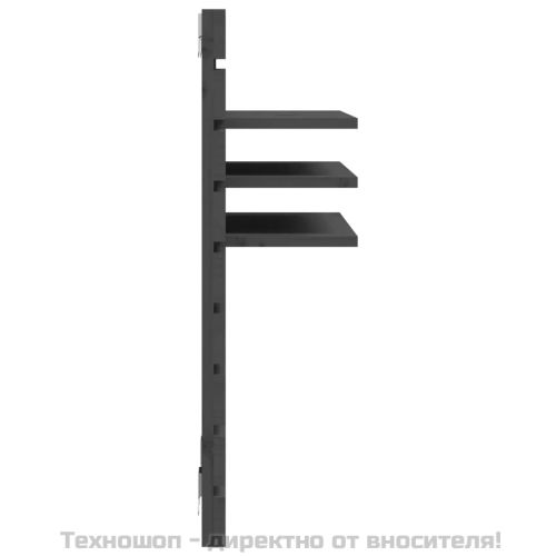 Нощни рафтове за стена, 2 бр, сиви, борово дърво масив