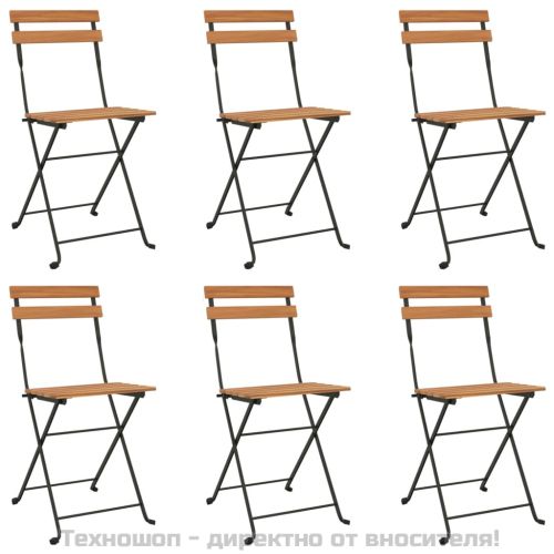 Сгъваем бистро комплект от 7 части, акация масив и стомана