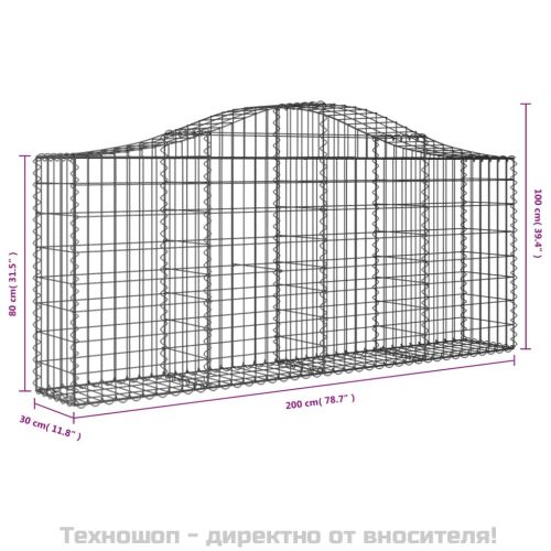 Габионни кошници арка 3 бр 200x30x80/100 см поцинковано желязо
