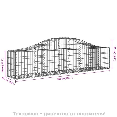 Габионни кошници арка 3 бр 200x30x40/60 см поцинковано желязо