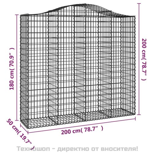 Габионни кошници арка 2 бр 200x50x180/200 см поцинковано желязо