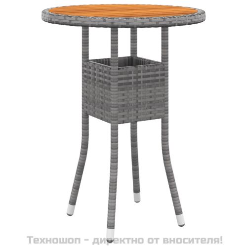 Градински трапезен комплект, 3 части, полиратан, сив