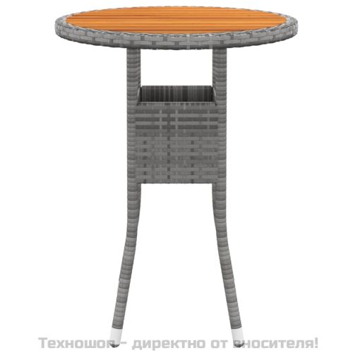 Градински трапезен комплект, 3 части, полиратан, сив