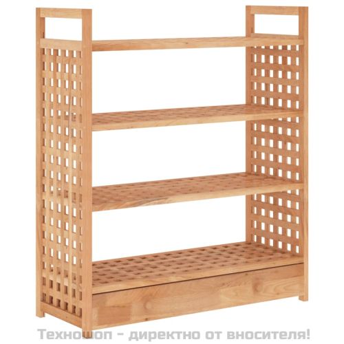 Поставка за обувки с чекмедже 70x27x81 см орехово дърво масив