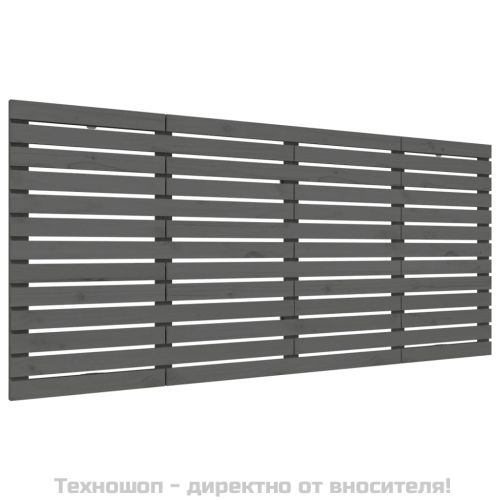 Стенна табла за спалня, сива, 166x3x91,5 см, борово дърво масив