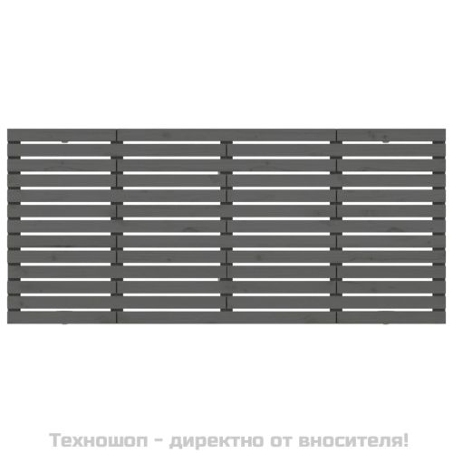 Стенна табла за спалня, сива, 166x3x91,5 см, борово дърво масив