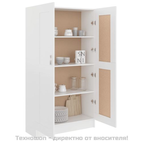 Библиотека, бяла, 82,5x30,5x150 см, инженерно дърво