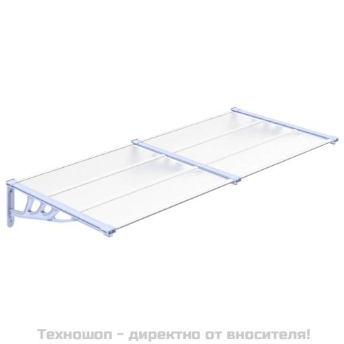 Навес за врата, сиво и прозрачно, 199x90 см, поликарбонат