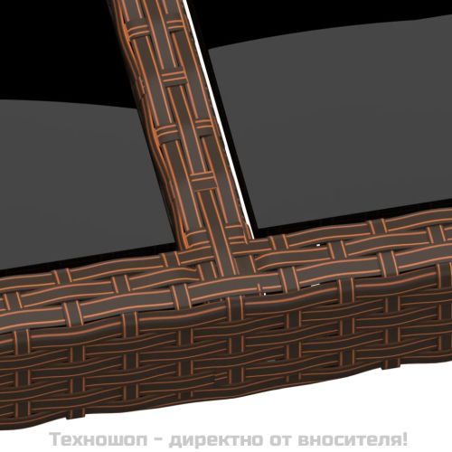 Градинска маса със стъклен плот кафяв полиратан