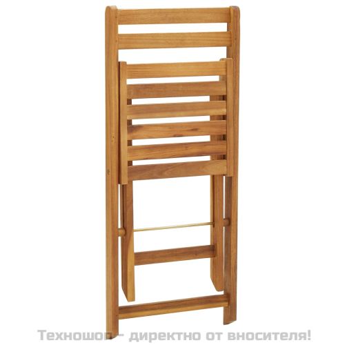 Сгъваем бистро комплект, 3 части, с възглавници, акация масив