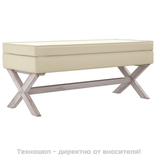 Табуретка за съхранение, 110x45x49 см, лен