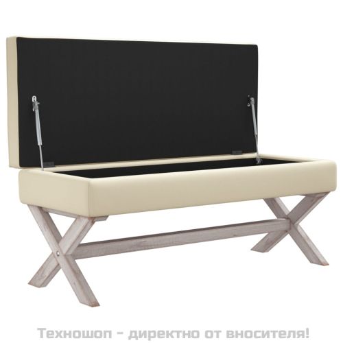 Табуретка за съхранение, 110x45x49 см, лен