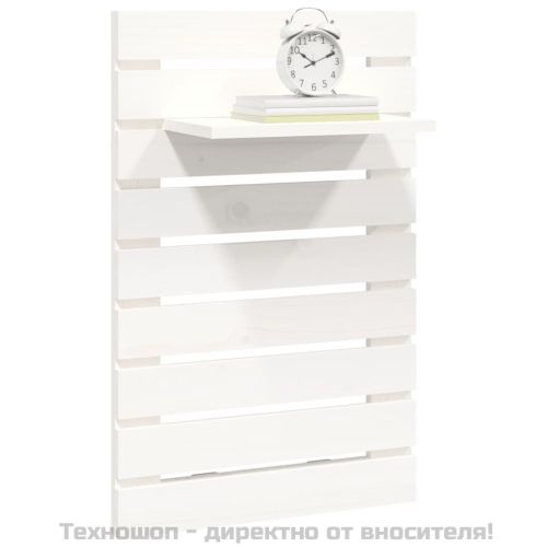 Нощни рафтове за стена, 2 бр, бели, борово дърво масив