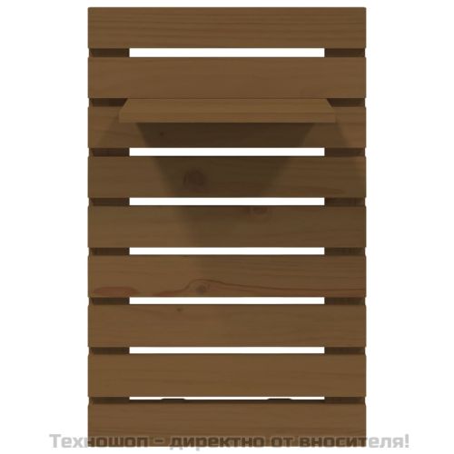 Нощни рафтове за стена, 2 бр, меденокафяви, борово дърво масив