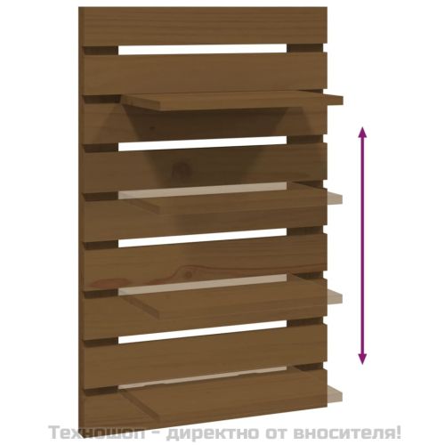 Нощни рафтове за стена, 2 бр, меденокафяви, борово дърво масив