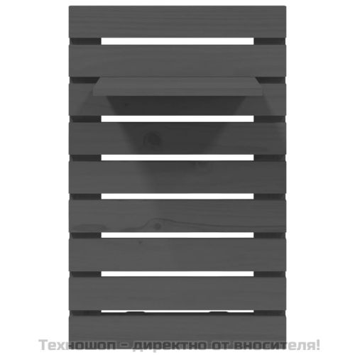 Нощни рафтове за стена, 2 бр, сиви, борово дърво масив