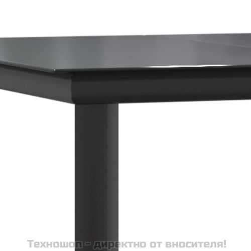 Градински трапезен комплект, 5 части, черен, полиратан