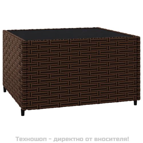 Градински комплект с възглавници, 3 части, кафяв, полиратан