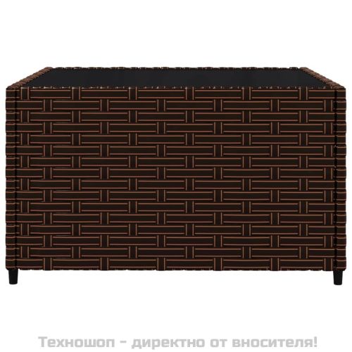 Градински комплект с възглавници, 3 части, кафяв, полиратан