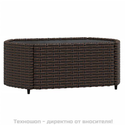 Градински комплект с възглавници, 3 части, кафяв, полиратан