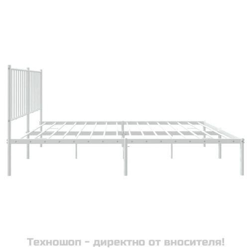 Метална рамка за легло с горна табла, бяла, 140x200 см