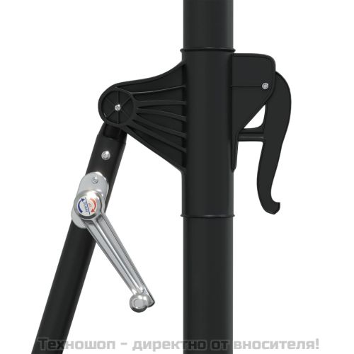 Градински чадър за монтаж на стена, с LED, 300 см, зелен