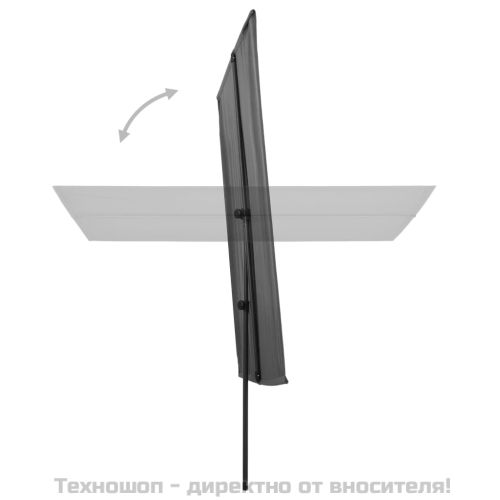 Градински чадър с алуминиев прът, 180x110 см, антрацит