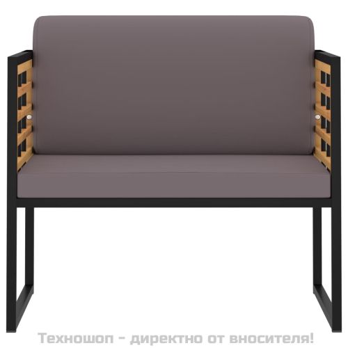 Градински столове с възглавници, 2 бр, акация масив, тъмносиви