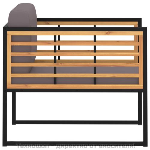 Градински столове с възглавници, 2 бр, акация масив, тъмносиви