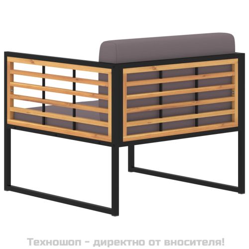 Градински столове с възглавници, 2 бр, акация масив, тъмносиви