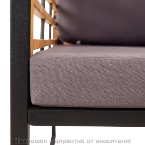 Градински столове с възглавници, 2 бр, акация масив, тъмносиви