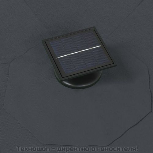 Градински чадър за монтаж на стена, с LED, 300 см, антрацит