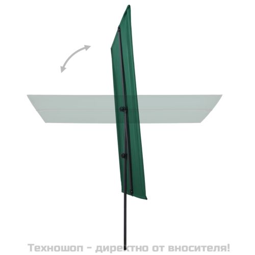 Градински чадър с алуминиев прът, 180x110 см, зелен