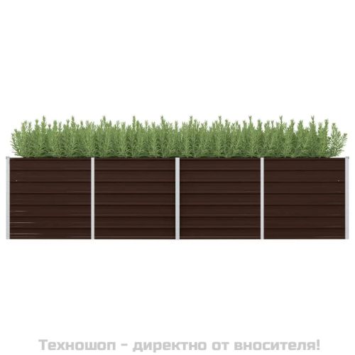 Градинска висока леха кафява 320x80x77 см поцинкована стомана