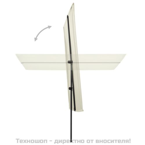 Градински чадър с алуминиев прът, 180x110 см, пясъчнобял