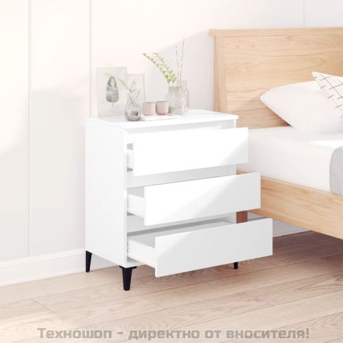 Сайдборд, бял, 60x35x70 см, инженерно дърво