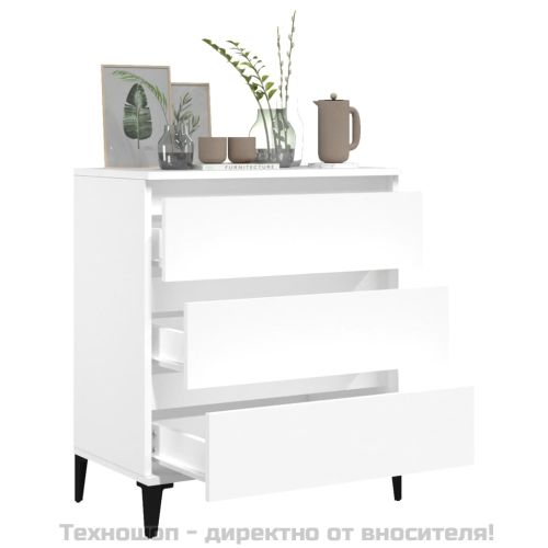 Сайдборд, бял, 60x35x70 см, инженерно дърво