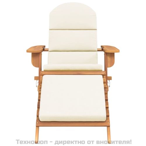 Градински стол Адирондак с опора за крака, акациево дърво масив