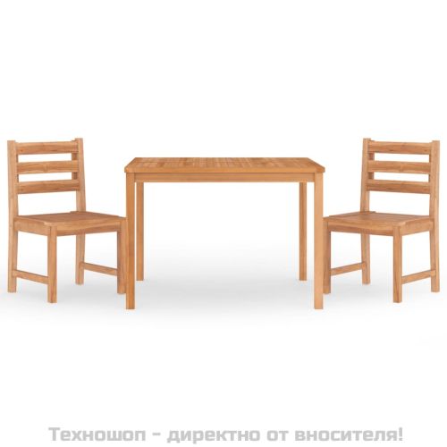 Градински трапезен комплект, 3 части, тиково дърво масив