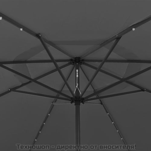 Градински чадър с LED лампички, 400 см, антрацит