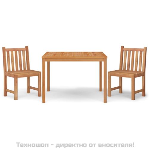 Градински трапезен комплект, 3 части, тиково дърво масив