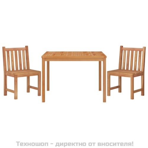 Градински трапезен комплект, 3 части, тиково дърво масив