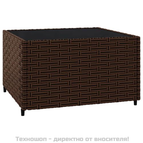 Градински комплект с възглавници, 3 части, кафяв, полиратан