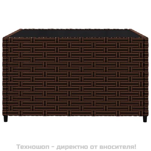 Градински комплект с възглавници, 3 части, кафяв, полиратан