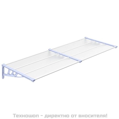 Навес за врата, сиво и прозрачно, 239x90 см, поликарбонат