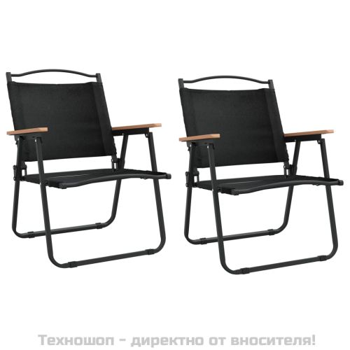 Къмпинг столове 2 бр черни 54x55x78 см Оксфорд плат