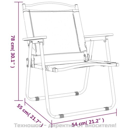Къмпинг столове 2 бр черни 54x55x78 см Оксфорд плат