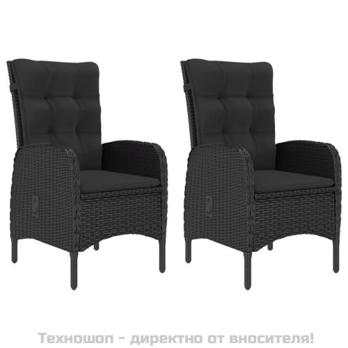 Градински трапезен комплект, 3 части, черен