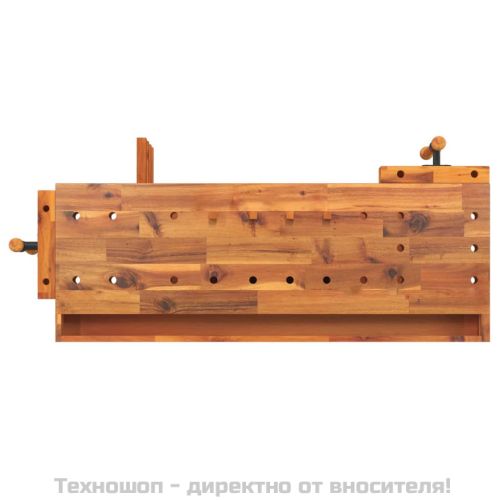 Работна маса с чекмедже и менгемета 124x52x83 см Масивна дървесина, акация