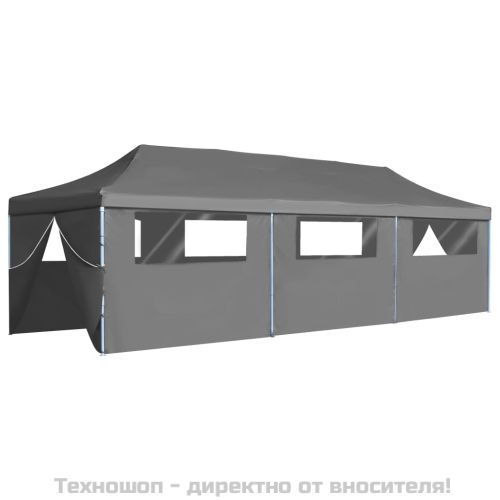 Сгъваема шатра с 8 странични стени, 870x291x315 см, антрацит